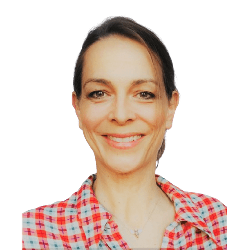 Smiling person in a red plaid shirt.